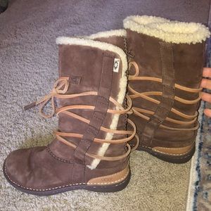 Suede tall lace-up ugg boot
